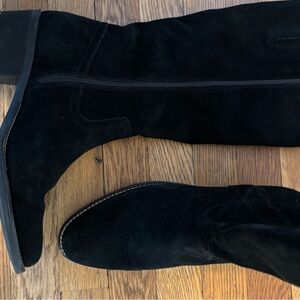 Black Suede Knee-High Boots